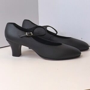 Capezio 650 Student Footlight Black Leather Character Shoes Womens 10W Heel